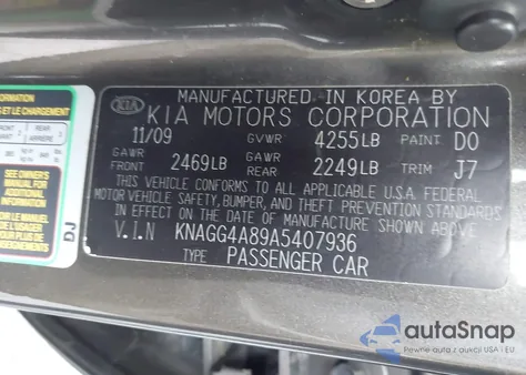 2010 Kia Optima Lx z USA, uszkodzony, nr VIN KNAGG4A89A5407936